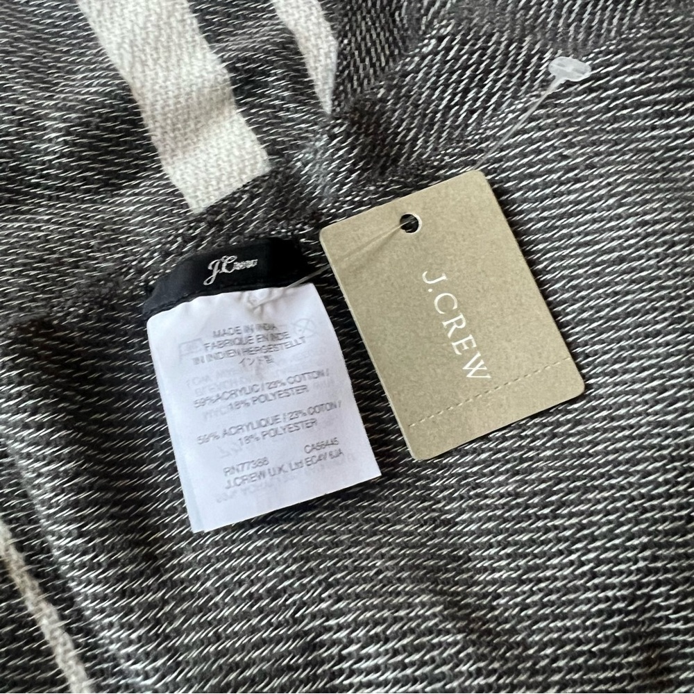 J Crew Stripe Cape Scarf Charcoal Heather One Size - Picture 6 of 6
